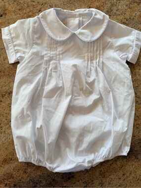 The Beaufort Bonnet Company White Peter Pan Collar Baby One-Piece